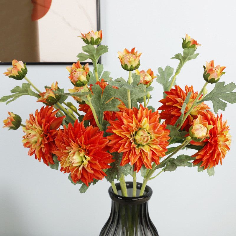 Dahlie Kunstblume 61 cm, Real Touch Seidenblume, naturgetreuer Dahlien-Stiel für hohe Vasen, Hochzeitsdeko, langlebige Dekoration