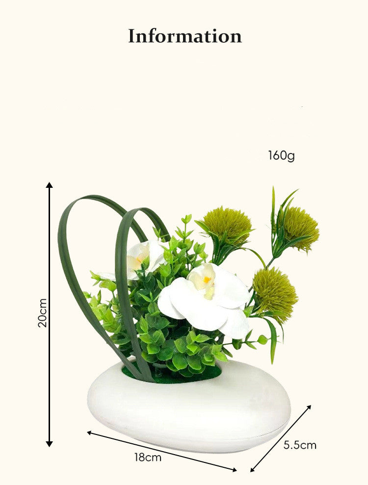 Kunstblumen Gesteck Phalaenopsis Orchidee, 20cm, Weiß | Realistische Kunstpflanze mit Eukalyptus im Topf, Langlebige Tischdeko für Zuhause, Büro, Hochzeit