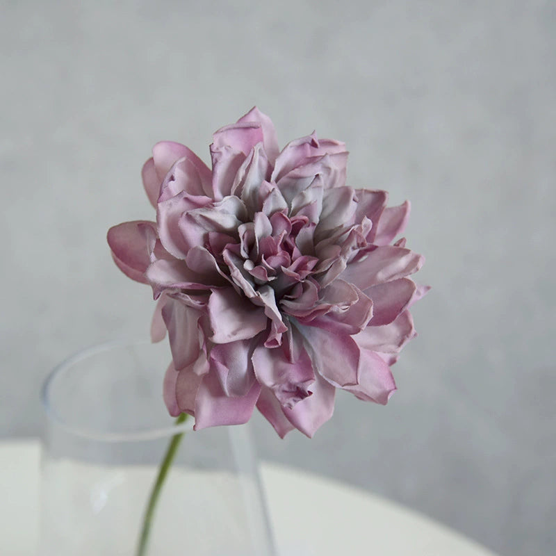 Künstliche Dahlie 30 cm, Real Touch Kunstblume mit geflammtem Rand, Einzelstiel für Vase, Gestecke, Hochzeit, langlebige Deko