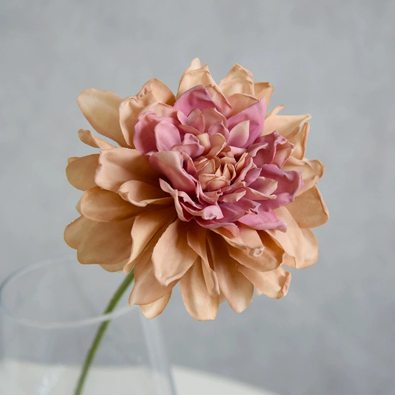 Künstliche Dahlie 30 cm, Real Touch Kunstblume mit geflammtem Rand, Einzelstiel für Vase, Gestecke, Hochzeit, langlebige Deko
