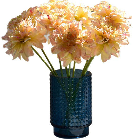 Künstliche Dahlie 30 cm, Real Touch Kunstblume mit geflammtem Rand, Einzelstiel für Vase, Gestecke, Hochzeit, langlebige Deko