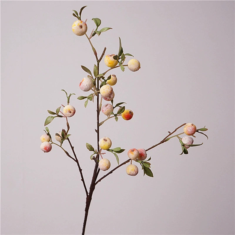Künstlicher Apfelzweig 71 cm, Dekozweig mit gefrosteten Zieräpfeln, realistisch für Vase, Herbstdeko, Hochzeitsfloristik, 4 Farben