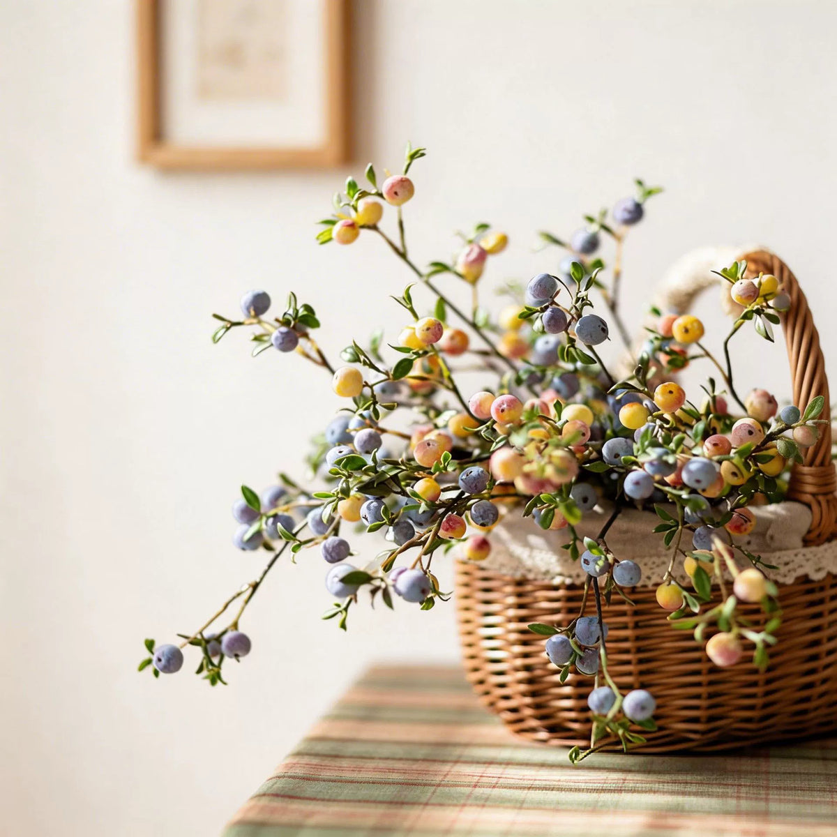 Künstlicher Apfelzweig 71 cm, Dekozweig mit gefrosteten Zieräpfeln, realistisch für Vase, Herbstdeko, Hochzeitsfloristik, 4 Farben