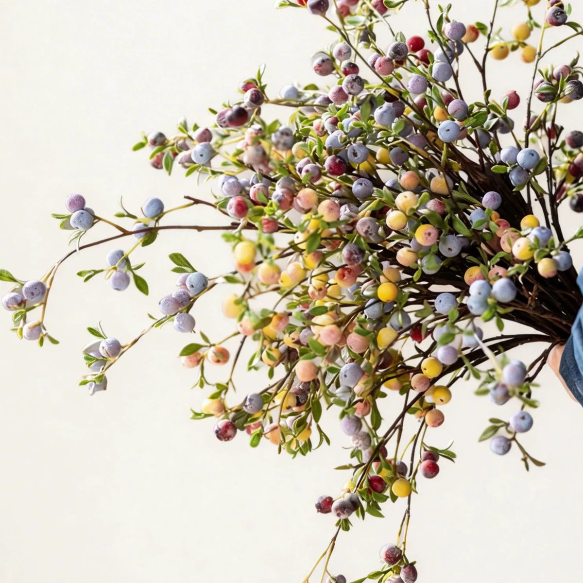 Künstlicher Apfelzweig 71 cm, Dekozweig mit gefrosteten Zieräpfeln, realistisch für Vase, Herbstdeko, Hochzeitsfloristik, 4 Farben