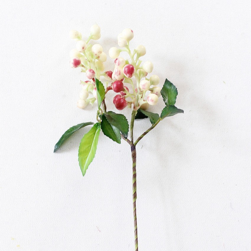 Künstliche Beeren Zweig 23cm, Täuschend Echte Deko Beeren, Kurzer Stiel für Vase, Gestecke, Herbstdeko, Hochzeit, Floristikbedarf