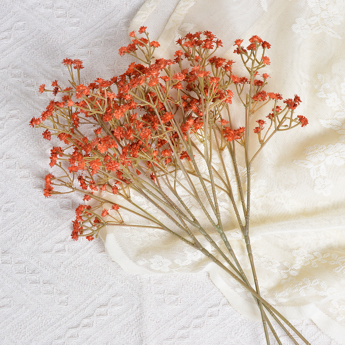 Schleierkraut Künstlich 3er Set, 52 cm Kunstblumen in Herbstfarben, Naturgetreue Haptik für Vintage Deko, Hochzeit & Gestecke