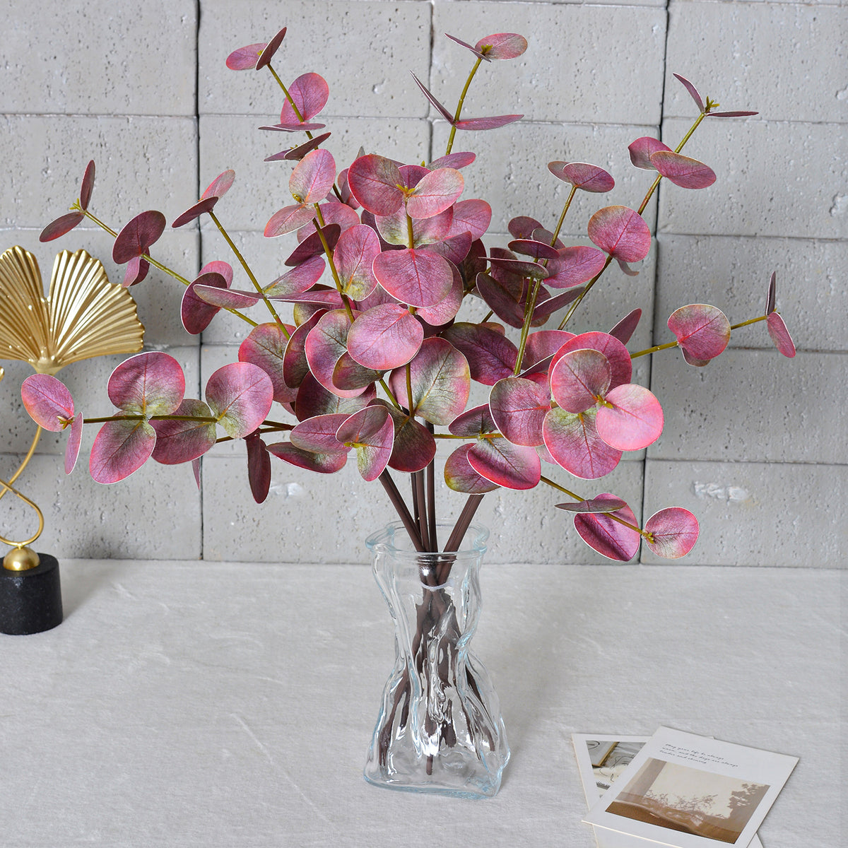 Eukalyptuszweige künstlich 2er Set (50 cm), Real-Touch Rundblatt-Eukalyptus, Grüne Deko Zweige für Vase, Hochzeit, Floristik & Gewerbe