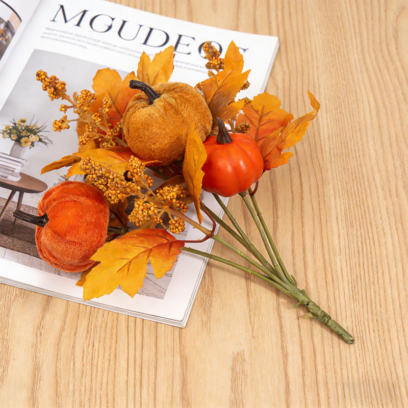 Herbstliche Kunstblumenstrauß 30cm, Realistisch, Mit Ahornblättern und Sonnenblumen, Perfekt für Hochzeiten, Café-Dekoration, Trauerfeiern