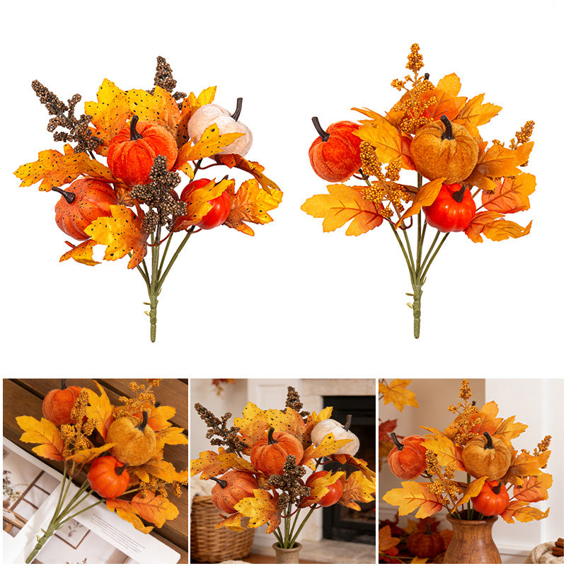 Herbstliche Kunstblumenstrauß 30cm, Realistisch, Mit Ahornblättern und Sonnenblumen, Perfekt für Hochzeiten, Café-Dekoration, Trauerfeiern