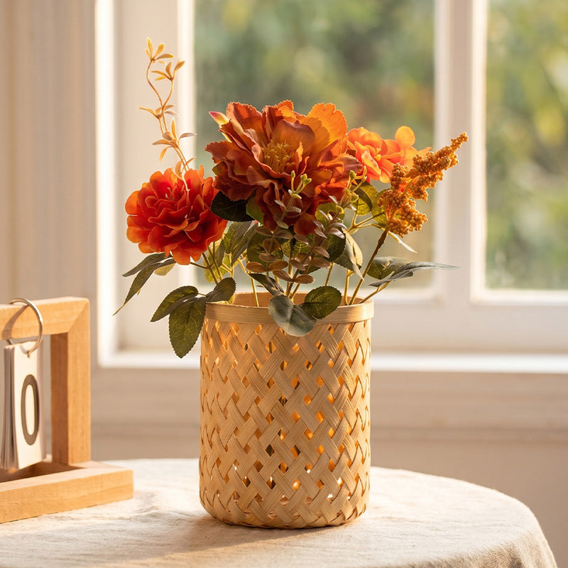 Künstlicher Blumenstrauß Herbstfarben, 38cm, Naturgetreuer Kunstblumenstrauß für Vase, Tischdeko, Hochzeit & Gastronomie, Seidenblumen