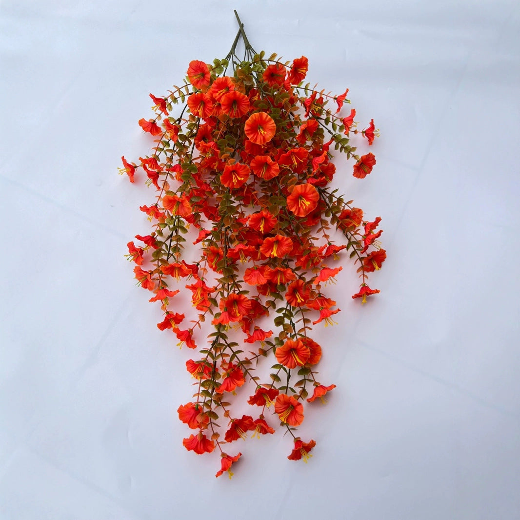Künstliche Eukalyptus Girlande mit Prunkwinden, 69 Blüten, täuschend echt, Hängepflanze für Wanddeko, Hochzeit, Gastronomie & Events