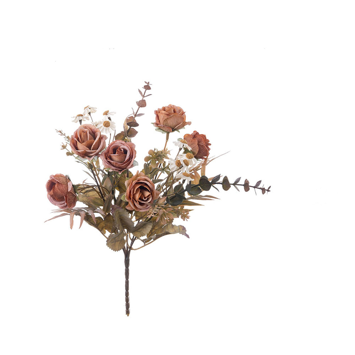 6 Kopf Kunstrosen Bouquet 33 cm, realistische Optik, ideal für Hochzeiten, Wohnraumdekoration, Cafés und Geschäfte