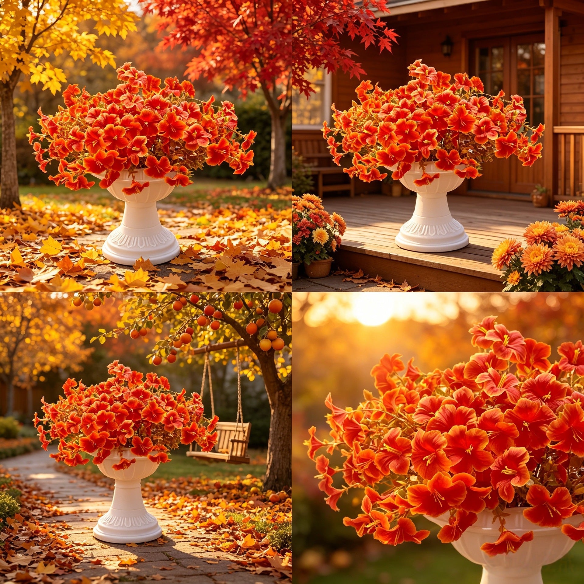 Herbstliche künstliche Prunkwinde, 36 cm, 7 Blüten, 2 Stück, Hochzeit, Außendekoration, Herbstdekoration, Vasenarrangement