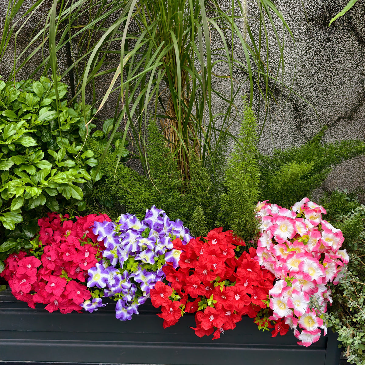 Kunstblumen wie Echt, 9 Bündel Künstliche Blumen Balkonpflanzen Outdoor Wetterfest, Fake Blumenstrauß UV-beständig Frühlingsdeko Gefälschte Blumen Deko Frühling für Innen Draußen Balkon