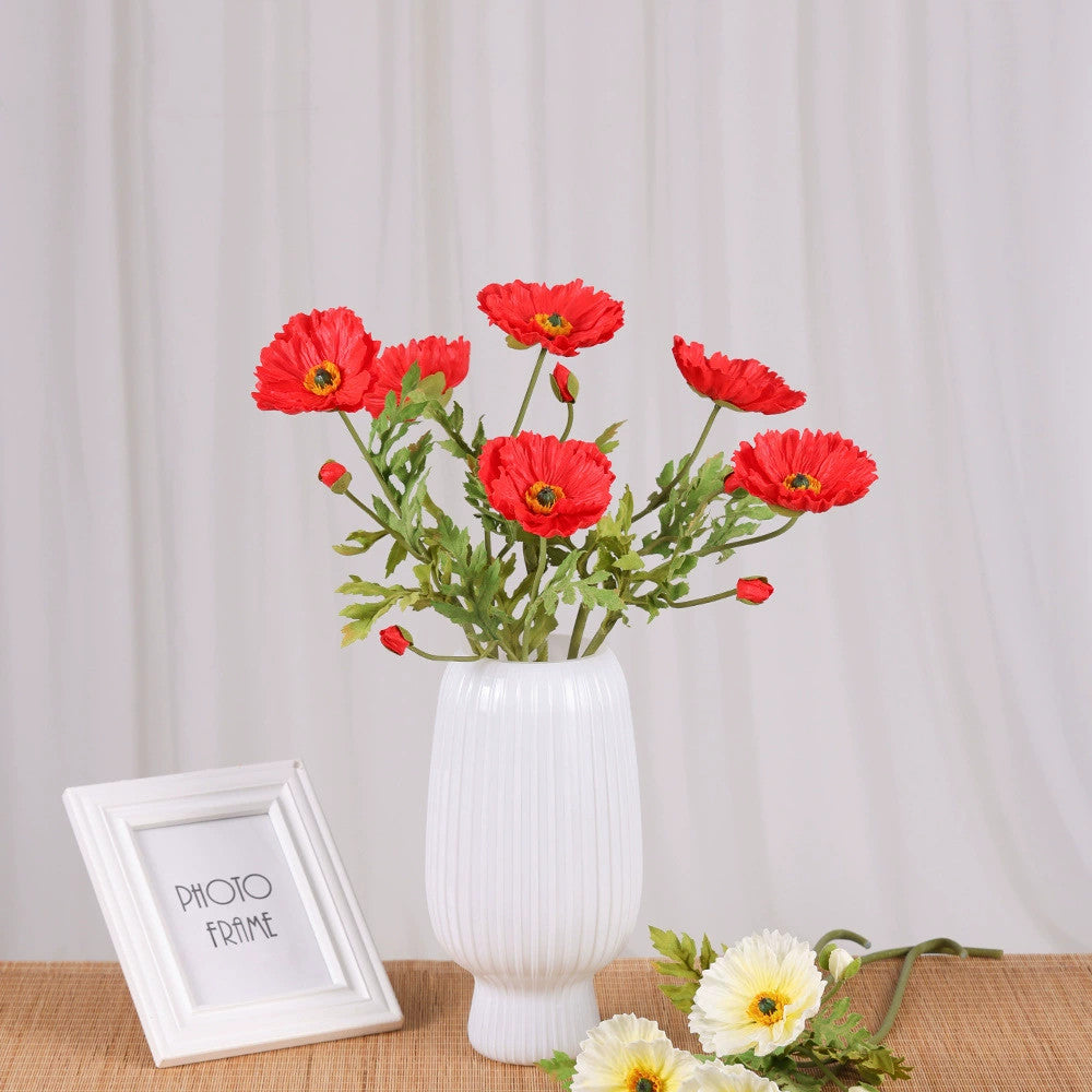 Künstliche Mohnblume 60 cm, Täuschend Echte Seidenblume mit Realistischer Haptik, Dekoblume für Vase, Hochzeit, Gestecke & Gewerbe, 9 Farben