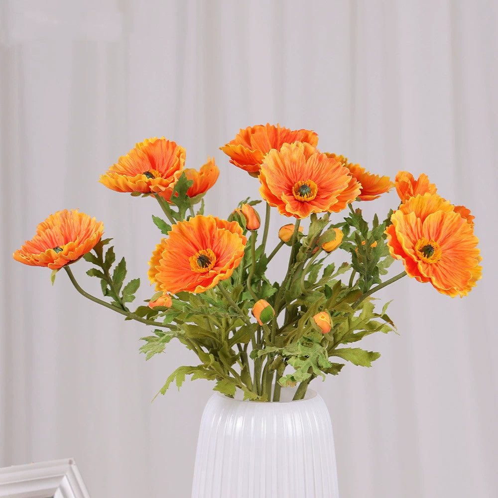 Künstliche Mohnblume 60 cm, Täuschend Echte Seidenblume mit Realistischer Haptik, Dekoblume für Vase, Hochzeit, Gestecke & Gewerbe, 9 Farben