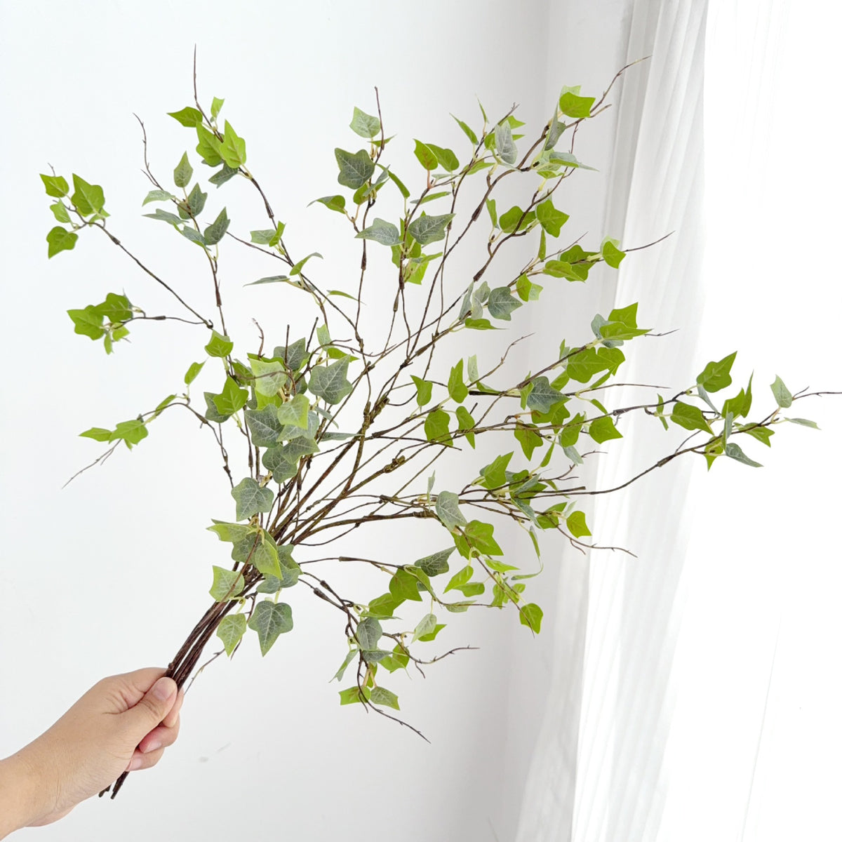 Künstliche Efeu-Zweige 58 cm, realistische Optik, grün/grau/gelb/rot, ideal für Hochzeiten, Cafés, Wohnräume, Dekoration