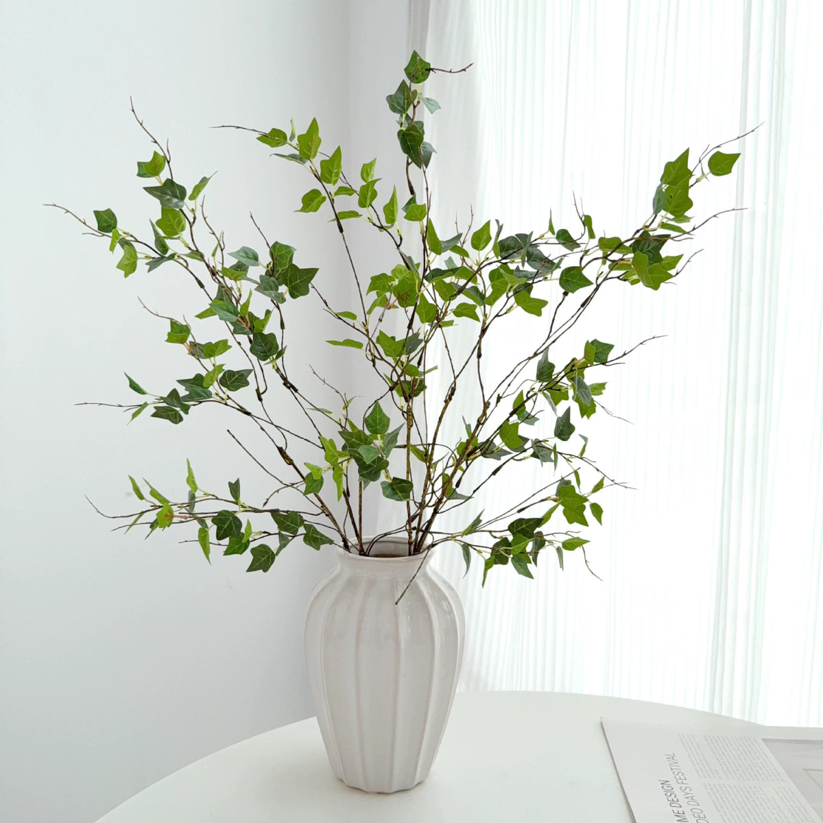 Künstliche Efeu-Zweige 58 cm, realistische Optik, grün/grau/gelb/rot, ideal für Hochzeiten, Cafés, Wohnräume, Dekoration