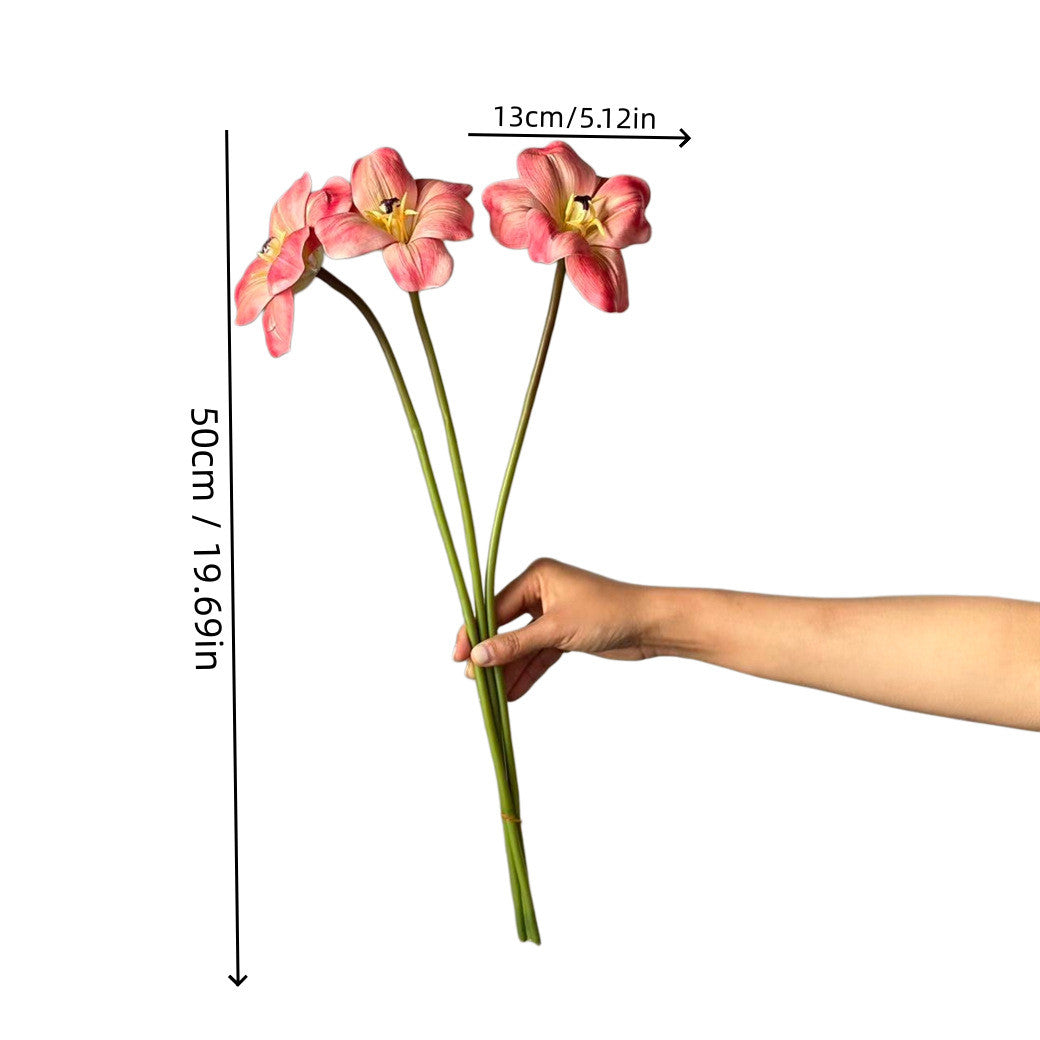 Künstliche Tulpen 3er-Bund, 50 cm, Offen Blühend, Täuschend Echt, Real Touch Haptik für Vase, Hochzeitsdeko, Floristik & Gastronomie