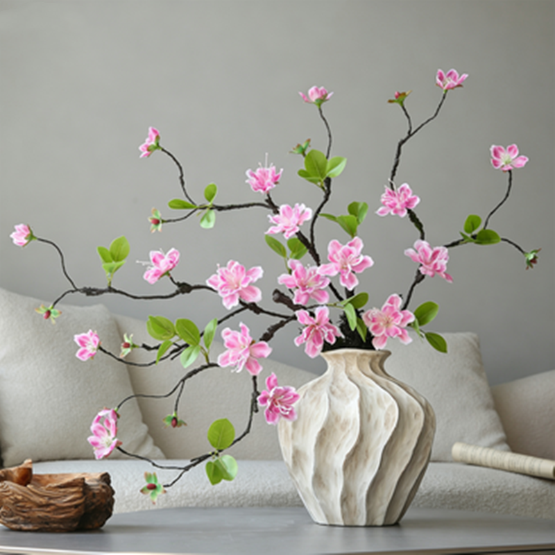 Künstlicher Tillandsien-Zweig 65 cm, Deko-Ast in realistischer Trockenoptik, Kunstblume für Bodenvase, Zen Dekoration, Hochzeit, Wabi-Sabi Stil