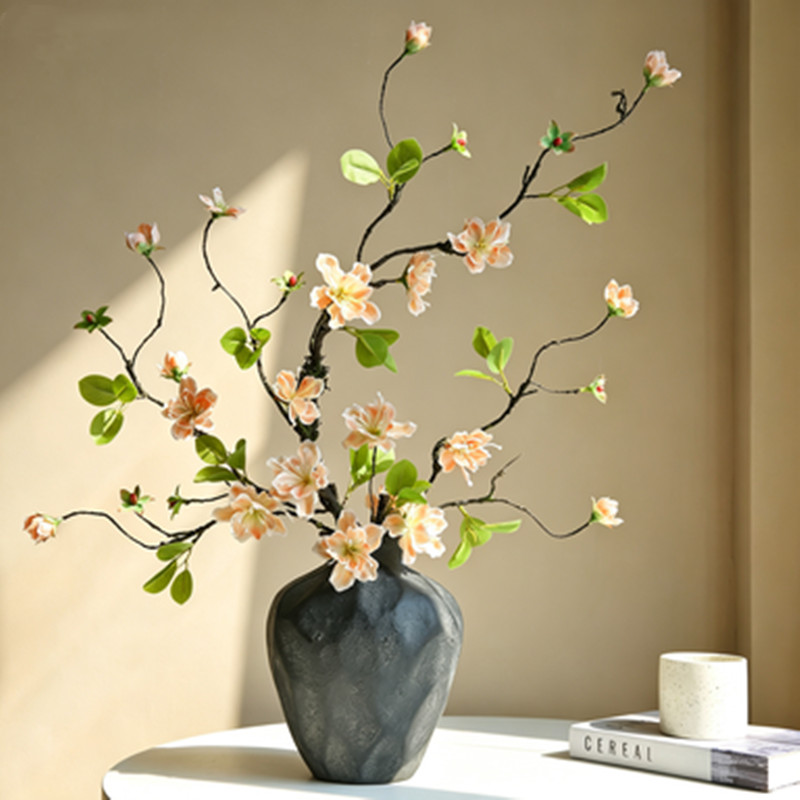 Künstlicher Tillandsien-Zweig 65 cm, Deko-Ast in realistischer Trockenoptik, Kunstblume für Bodenvase, Zen Dekoration, Hochzeit, Wabi-Sabi Stil