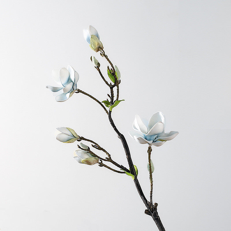 Magnolienzweig künstlich 82 cm, täuschend echte Kunstblume mit Real-Touch-Haptik, langstieliger Dekozweig für hohe Vasen, Hochzeit, Gastronomie
