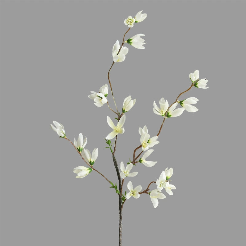 Künstlicher Magnolienzweig 90 cm, Lebensechte Mini-Magnolie in Real-Touch-Qualität, Dekozweig für Vase, Hochzeit, Wohnzimmer & Gastronomie