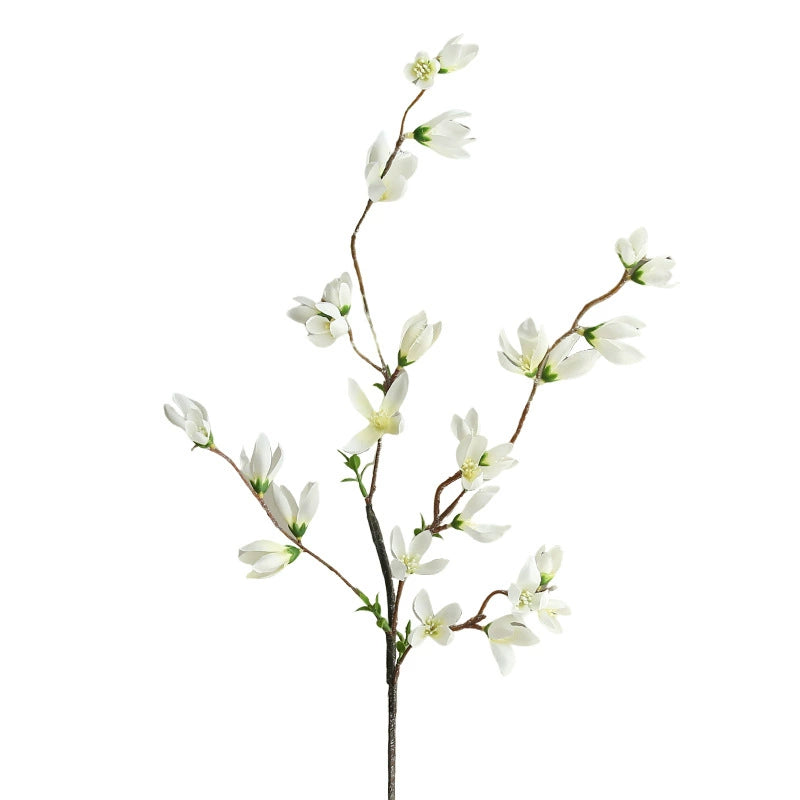 Künstlicher Magnolienzweig 90 cm, Lebensechte Mini-Magnolie in Real-Touch-Qualität, Dekozweig für Vase, Hochzeit, Wohnzimmer & Gastronomie