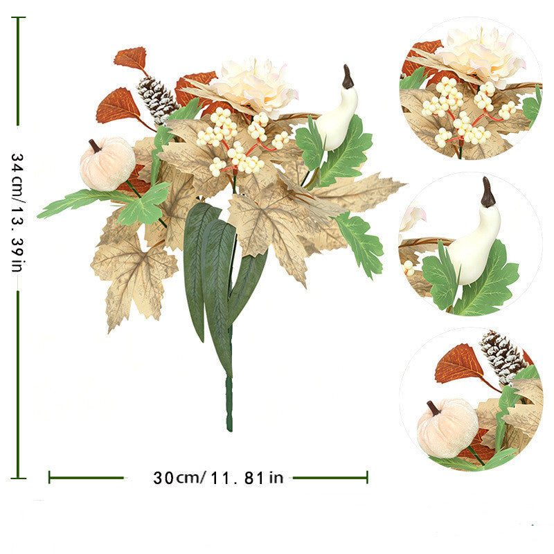 Kürbis Gesteck künstlich 2er-Set, 34 cm, Schwarz | Herbstdeko für Halloween & Erntedank | Realistische Kunstblumen für Tisch & Grabschmuck