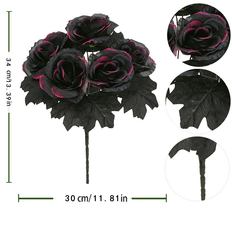 Kürbis Gesteck künstlich 2er-Set, 34 cm, Schwarz | Herbstdeko für Halloween & Erntedank | Realistische Kunstblumen für Tisch & Grabschmuck