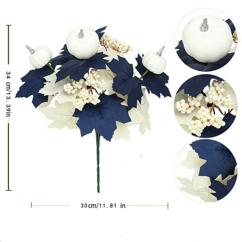 Kürbis Gesteck künstlich 2er-Set, 34 cm, Schwarz | Herbstdeko für Halloween & Erntedank | Realistische Kunstblumen für Tisch & Grabschmuck
