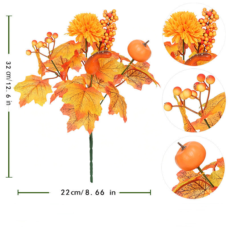Kürbis Gesteck künstlich 2er-Set, 34 cm, Schwarz | Herbstdeko für Halloween & Erntedank | Realistische Kunstblumen für Tisch & Grabschmuck