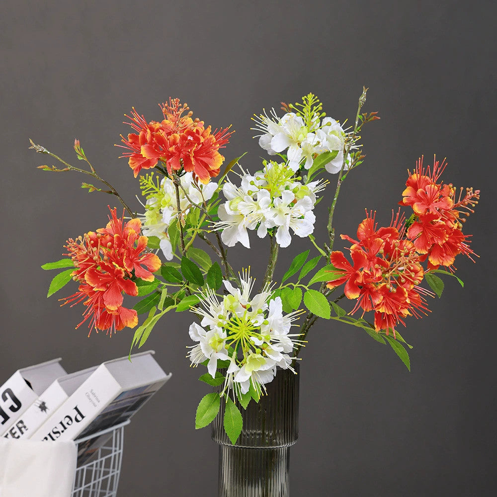 Künstliche Phönixblume 2er-Set, 60cm, Täuschend echte Kunstblumen-Stiele, Hochwertige Deko für Vase, Hochzeit, Event & Floristik