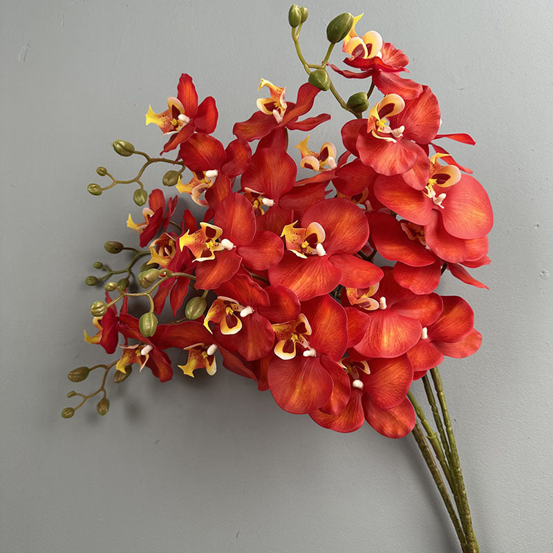 Phalaenopsis Orchideenzweig 100 cm | Real Touch Kunstblume in Herbstfarben | 7 Blüten Ø 10 cm | Echt anfühlend für hohe Vasen, Hochzeit & Deko