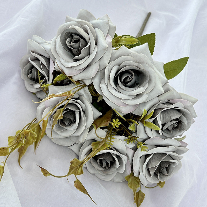 Künstliche Rollrand-Rosen, 55 cm, realistisch, für Hochzeiten, Innendekoration, Cafés, Einzelhandel, langlebig, pflegeleicht