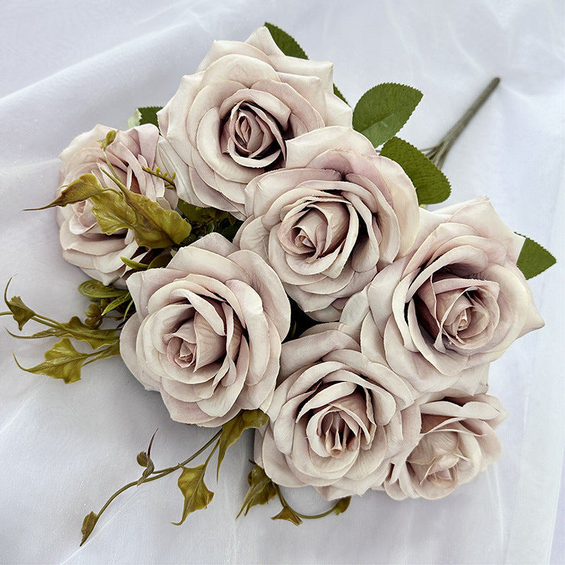 Künstliche Rollrand-Rosen, 55 cm, realistisch, für Hochzeiten, Innendekoration, Cafés, Einzelhandel, langlebig, pflegeleicht