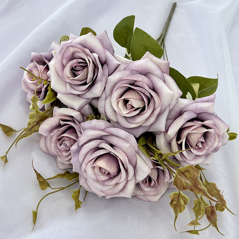 Künstliche Rollrand-Rosen, 55 cm, realistisch, für Hochzeiten, Innendekoration, Cafés, Einzelhandel, langlebig, pflegeleicht