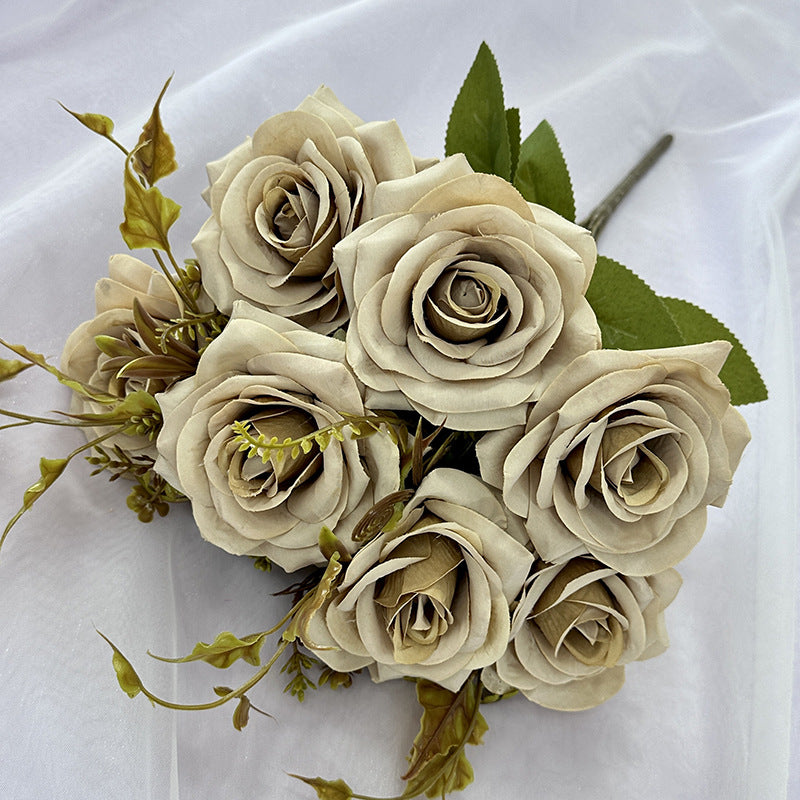 Künstliche Rollrand-Rosen, 55 cm, realistisch, für Hochzeiten, Innendekoration, Cafés, Einzelhandel, langlebig, pflegeleicht