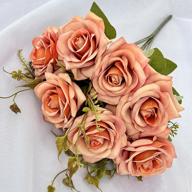 Künstliche Rollrand-Rosen, 55 cm, realistisch, für Hochzeiten, Innendekoration, Cafés, Einzelhandel, langlebig, pflegeleicht