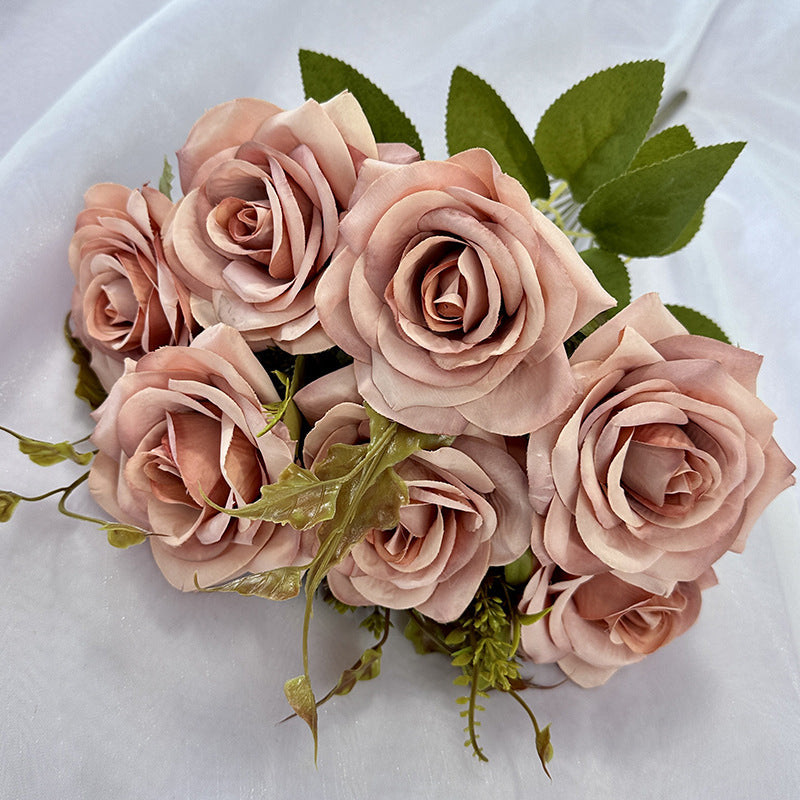 Künstliche Rollrand-Rosen, 55 cm, realistisch, für Hochzeiten, Innendekoration, Cafés, Einzelhandel, langlebig, pflegeleicht