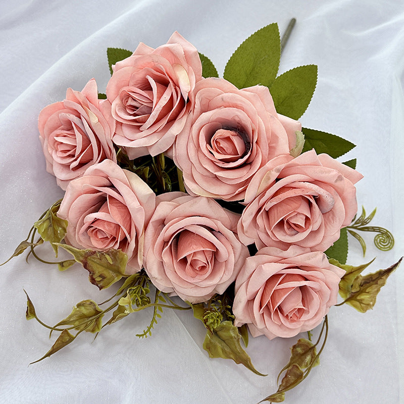 Künstliche Rollrand-Rosen, 55 cm, realistisch, für Hochzeiten, Innendekoration, Cafés, Einzelhandel, langlebig, pflegeleicht