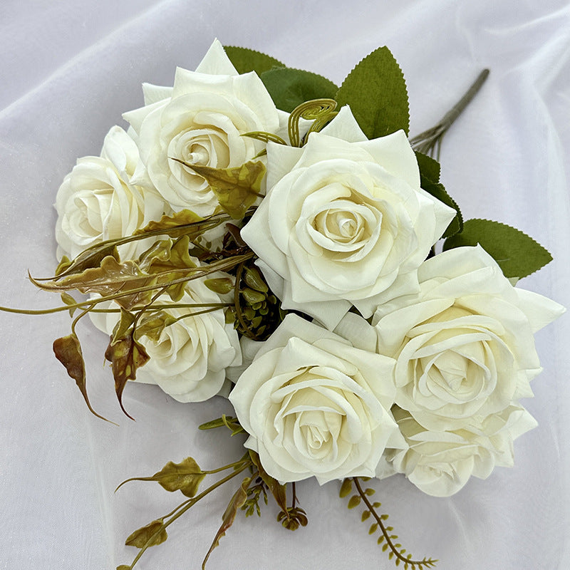 Künstliche Rollrand-Rosen, 55 cm, realistisch, für Hochzeiten, Innendekoration, Cafés, Einzelhandel, langlebig, pflegeleicht