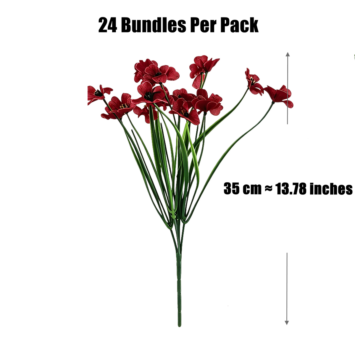 24 Bundles Burgunderfarbene Kunstblumen, 35cm, UV-beständig, ideal für Hochzeiten, Cafés, ganzjährige Dekoration