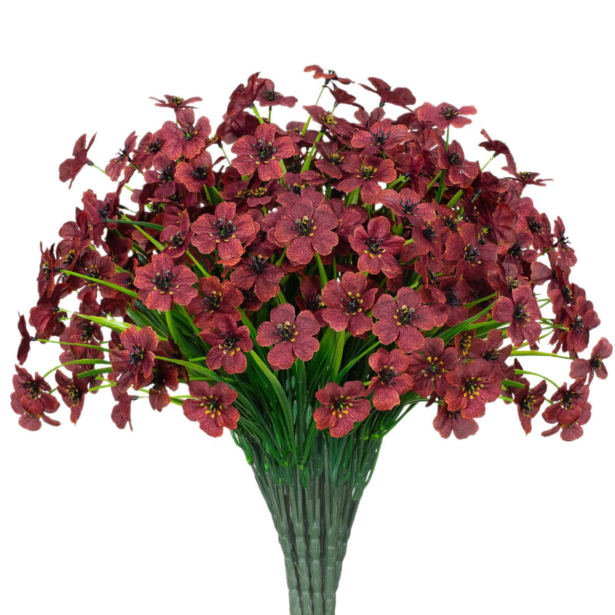 24 Bundles Burgunderfarbene Kunstblumen, 35cm, UV-beständig, ideal für Hochzeiten, Cafés, ganzjährige Dekoration