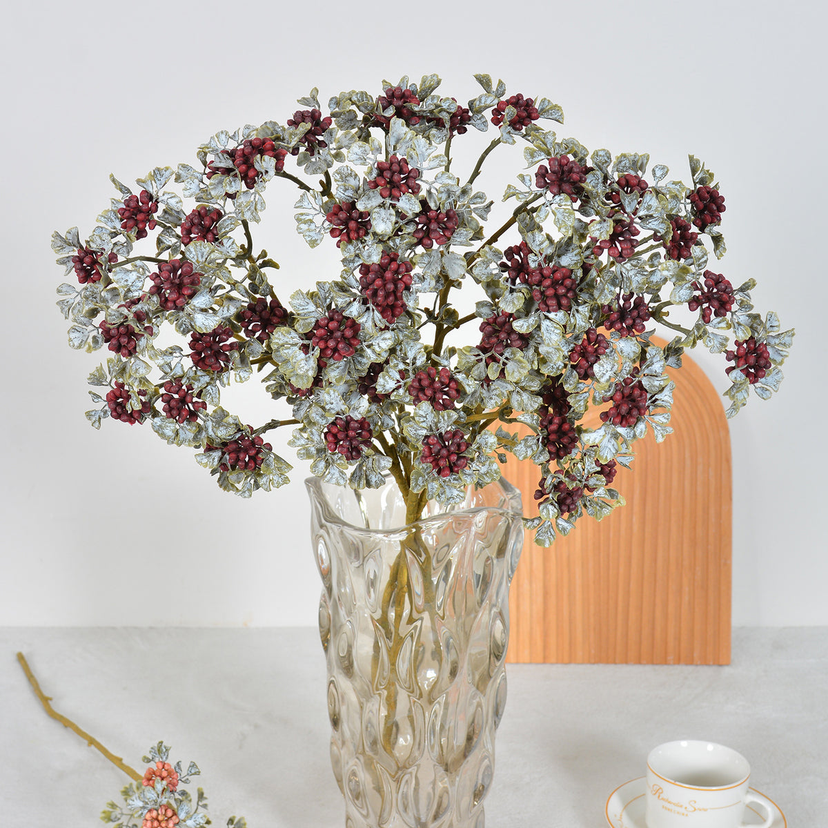 Faux-Lavendel und Beerendekoration 77 cm, realistisch, burgunderrot, ideal für Hochzeiten, Events, Café-Dekoration, langlebig und pflegeleicht