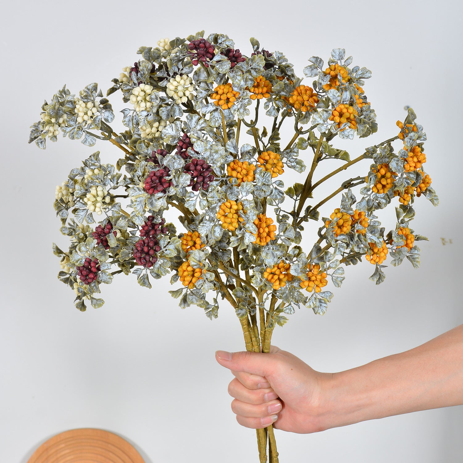 Faux-Lavendel und Beerendekoration 77 cm, realistisch, burgunderrot, ideal für Hochzeiten, Events, Café-Dekoration, langlebig und pflegeleicht