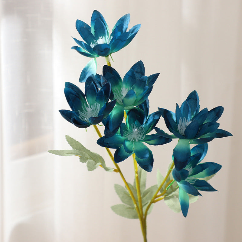 Kunstblume Schneelotus 60 cm, 6-köpfiger Stiel mit großen Blüten, hochwertige Seidenblume für Hochzeit, Vase, Gestecke & Dekoration