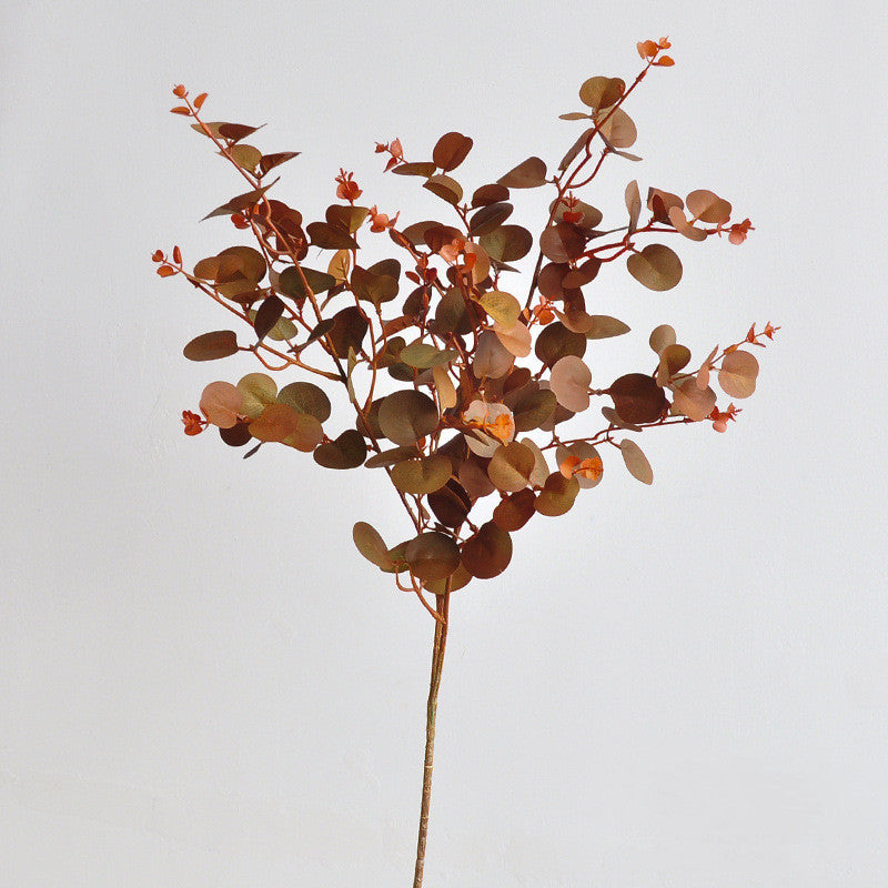 Künstliche Eukalyptus Zweige 3er Set, 75cm lang, Naturgetreue Kunstpflanze in Herbstfarben Weinrot, Deko für Vase, Hochzeit, Floristik & Zuhause