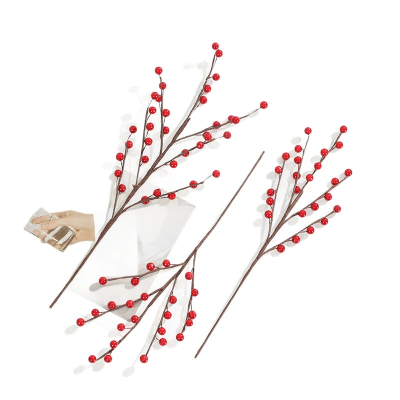 Künstlicher Roter Beeren-Zweig, 38 cm, Naturgetreue Deko-Beeren für Vase, Herbst- & Weihnachtsdeko, Gestecke, Hochzeit, Grabschmuck