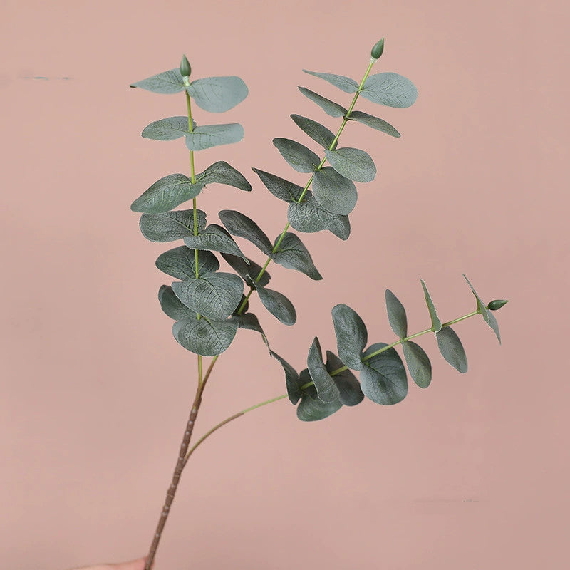 Künstlicher Eukalyptuszweig 50 cm, Silberdollar-Eukalyptus, realistischer Dekozweig für Vase, Hochzeit, Floristik, langlebige Kunstpflanze